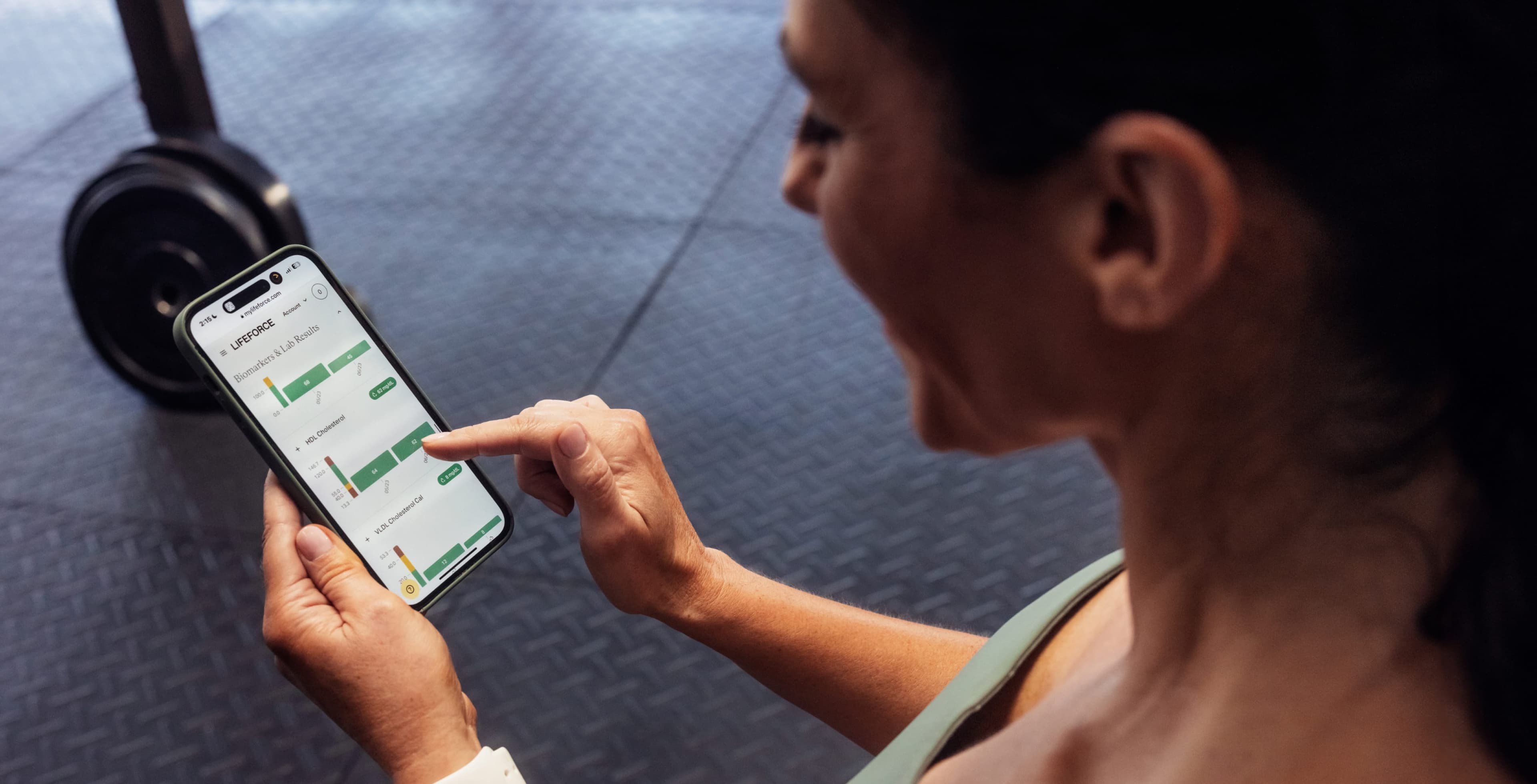 woman on phone biomarkers