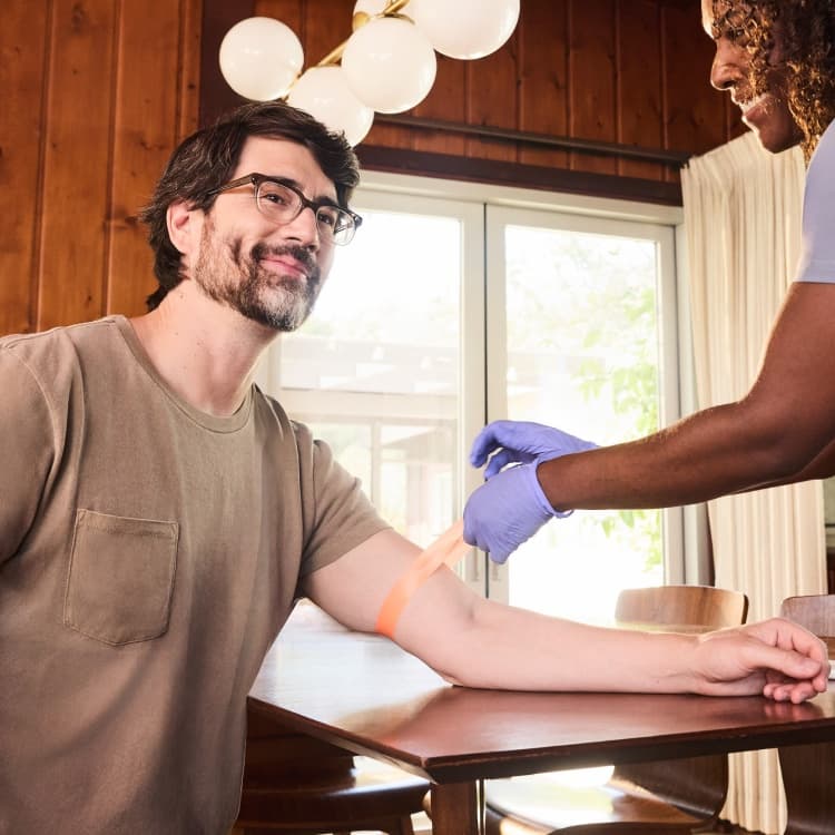 Man getting blood drawn image